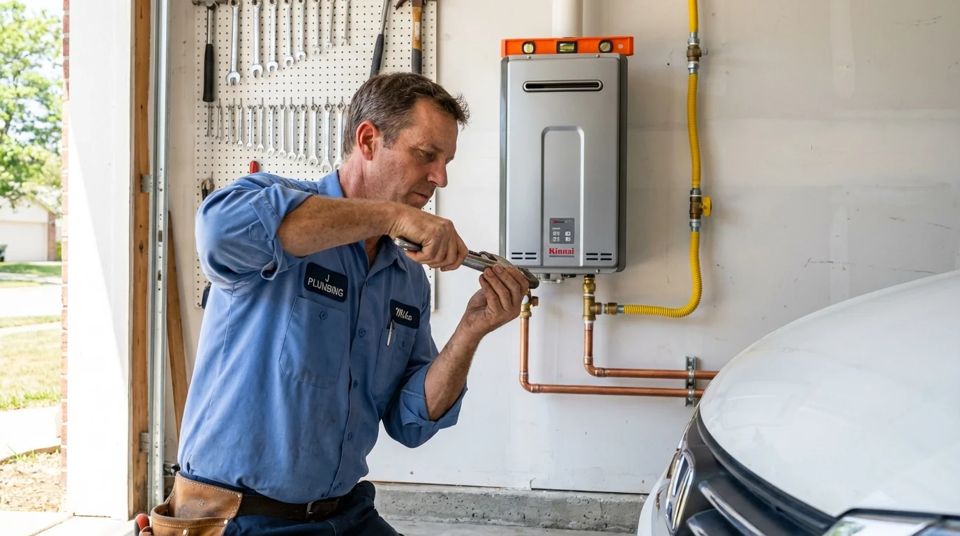 Tankless water heater installation by a Johns Plumbing LLC plumber in Clare